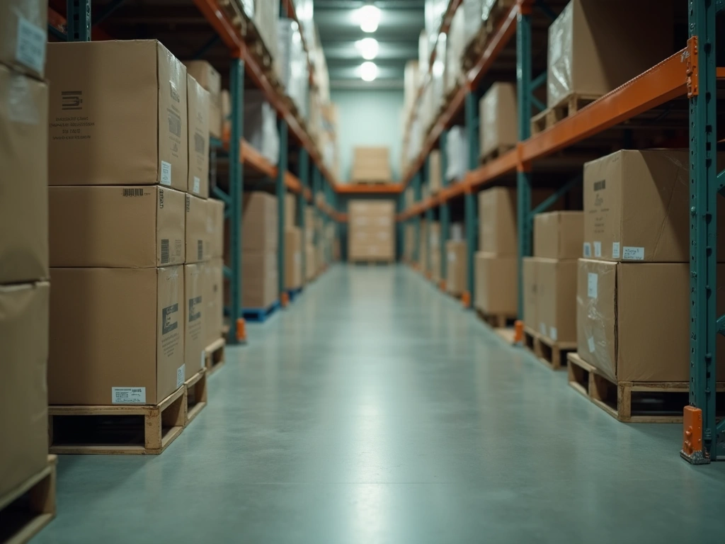 An aisle of a small regional wholesale warehouse